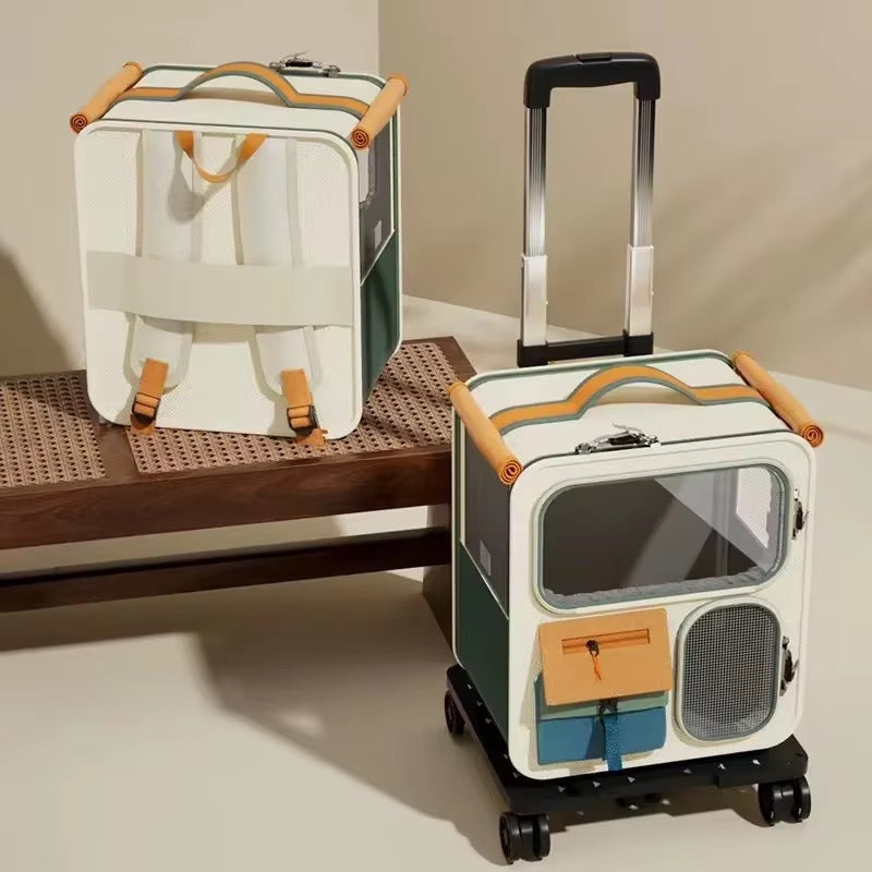 Extra Large Portable Pet Trolley Carrier with Detachable Design, Foldable Travel Bag for Dogs and Cats