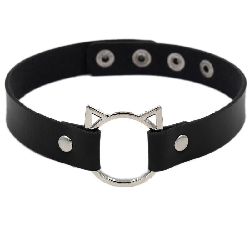 Elegant Spike Leather Choker Necklace for Women - Gothic Punk Jewelry for Parties and Festivals