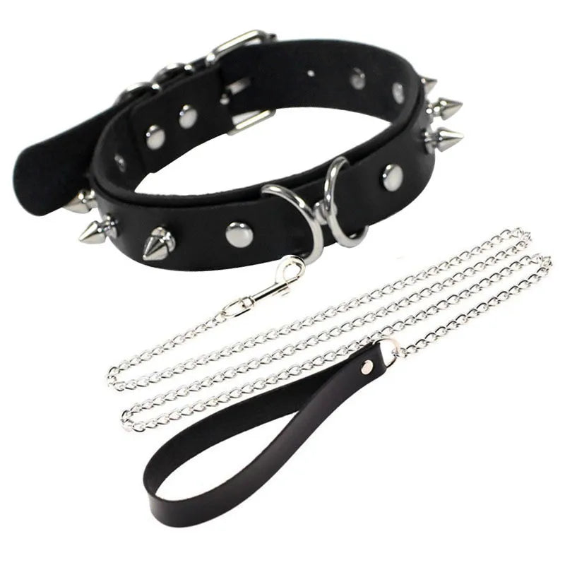 Elegant Spike Leather Choker Necklace for Women - Gothic Punk Jewelry for Parties and Festivals