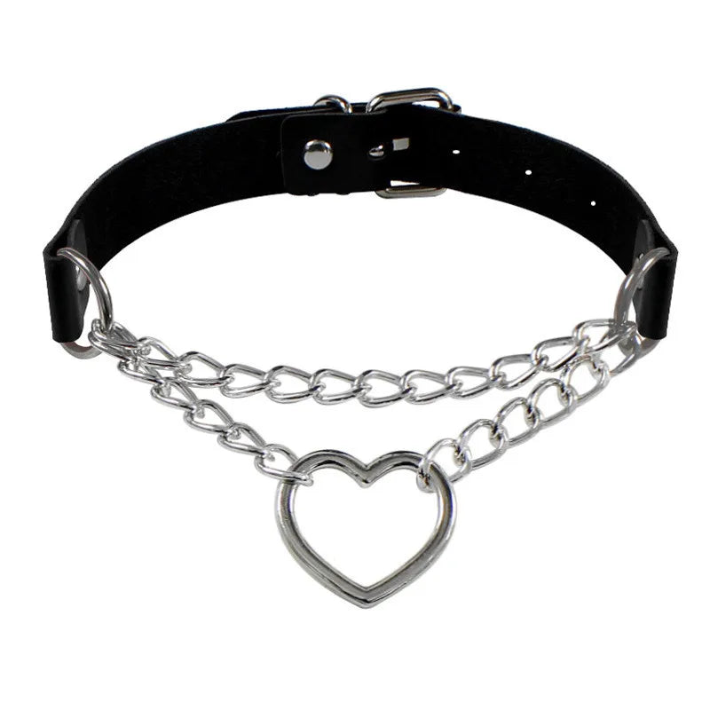 Elegant Spike Leather Choker Necklace for Women - Gothic Punk Jewelry for Parties and Festivals