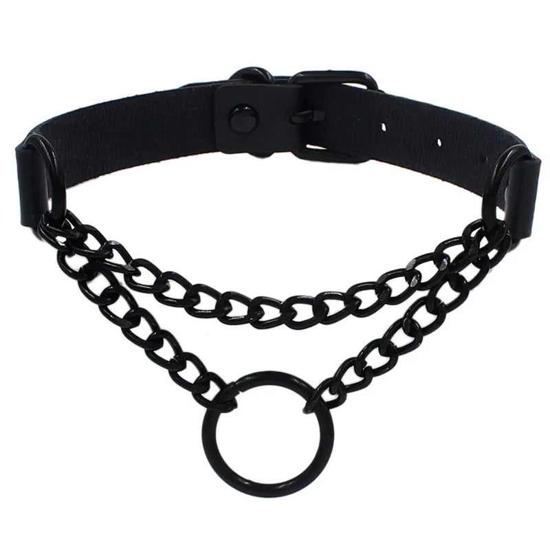 Elegant Spike Leather Choker Necklace for Women - Gothic Punk Jewelry for Parties and Festivals