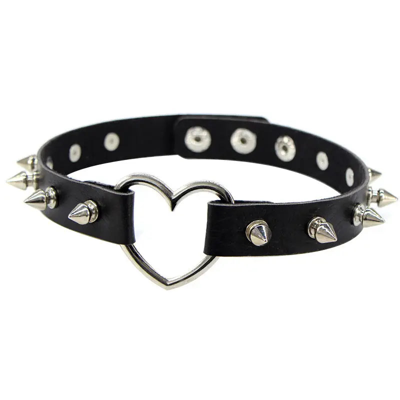 Elegant Spike Leather Choker Necklace for Women - Gothic Punk Jewelry for Parties and Festivals