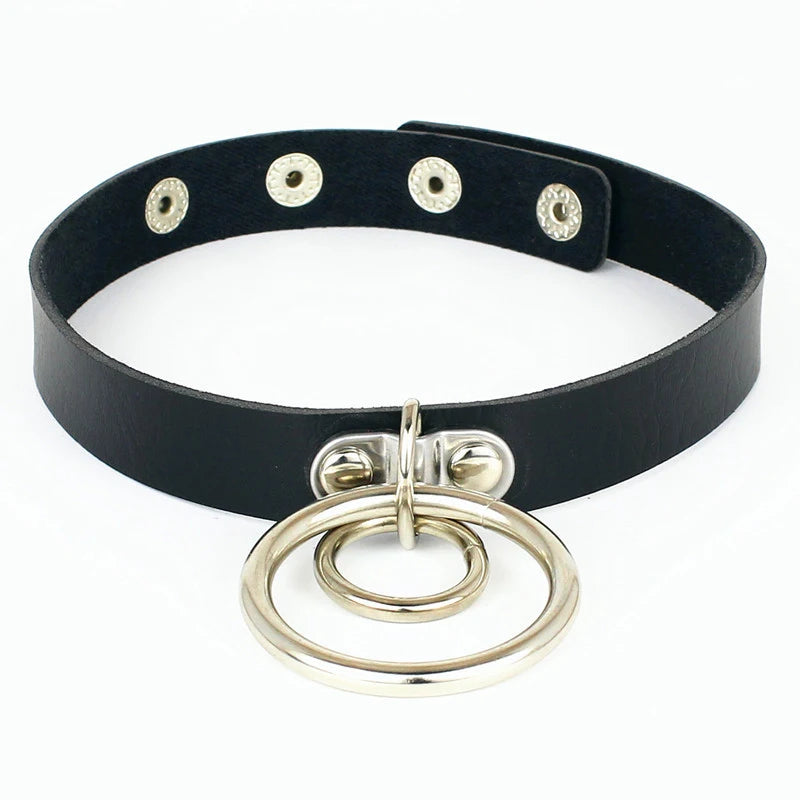 Elegant Spike Leather Choker Necklace for Women - Gothic Punk Jewelry for Parties and Festivals