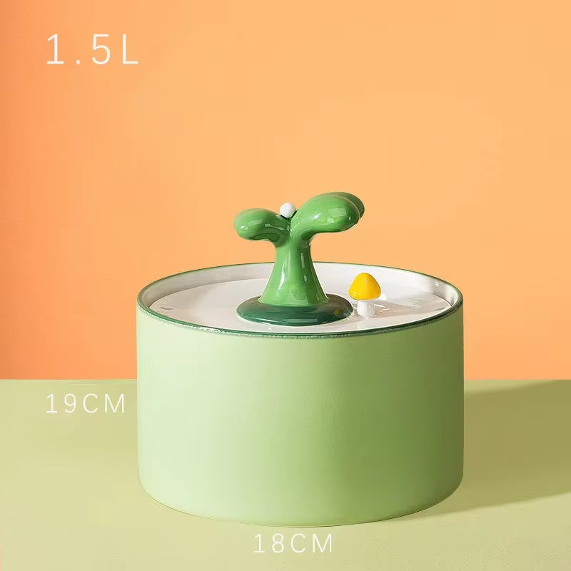 Ceramic Cat Water Fountain Automatic Electric Pet Water Dispenser Dog Filter Drinker Pet Drinking Feeder with Quiet Pump 1.5L