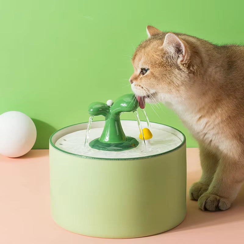 Ceramic Cat Water Fountain Automatic Electric Pet Water Dispenser Dog Filter Drinker Pet Drinking Feeder with Quiet Pump 1.5L
